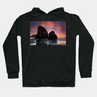 Sunset over coastal rocks Hoodie